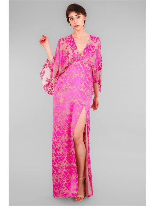 Abito devore' in viscosa e seta D'Andrea collection | 25191FUXIA